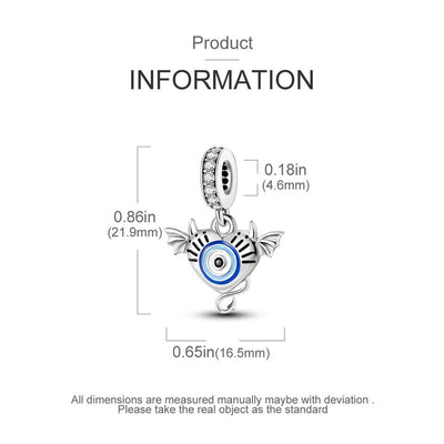 Angel & Evil Eye Heart Dangle Charm - bellissi
