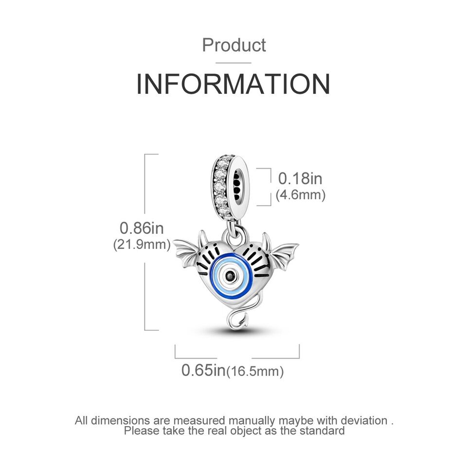 Angel & Evil Eye Heart Dangle Charm - bellissi