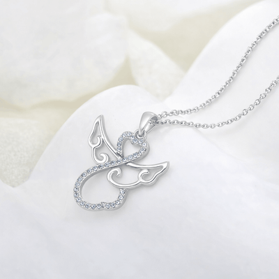 Angel Heart Wings Necklace Sparkling Love - bellissi