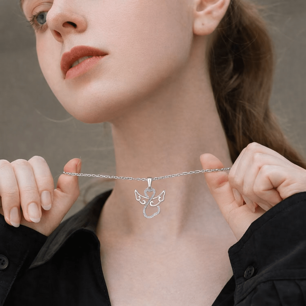 Angel Heart Wings Necklace Sparkling Love - bellissi