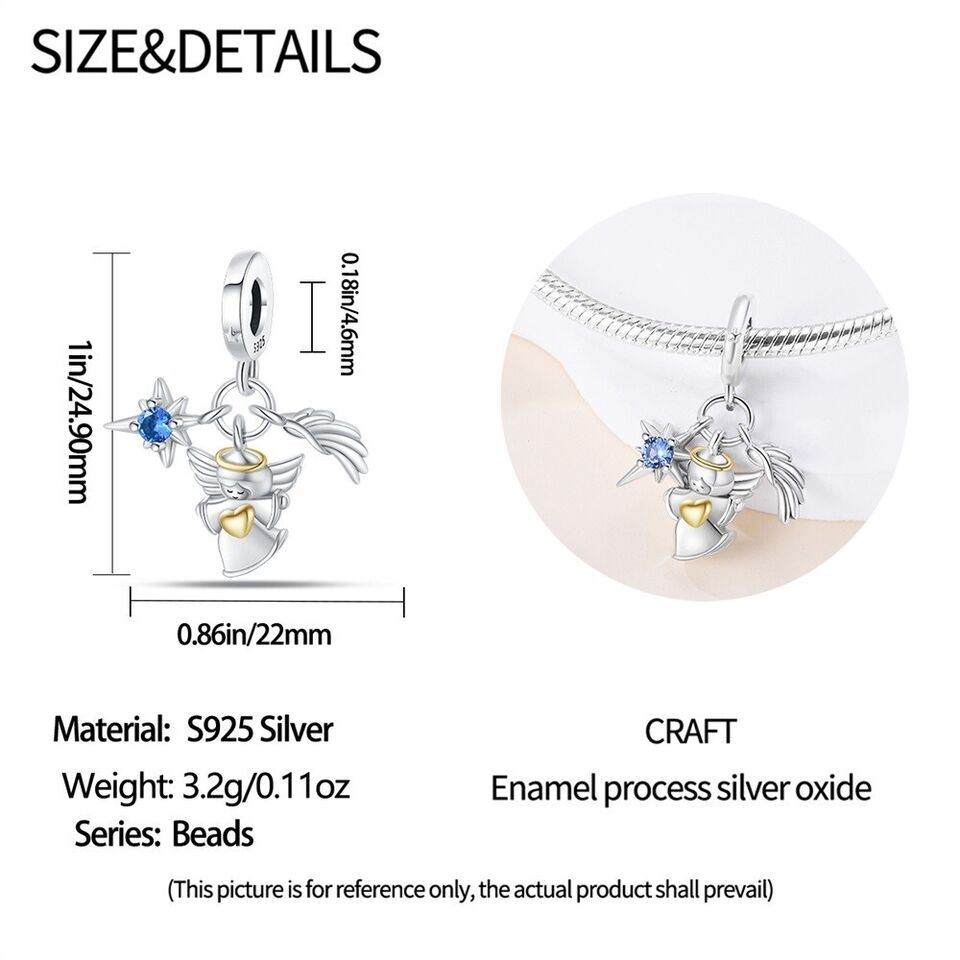 Angel Star & Wing Dangle Charm - bellissi