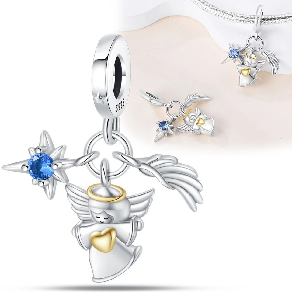 Angel Star & Wing Dangle Charm - bellissi