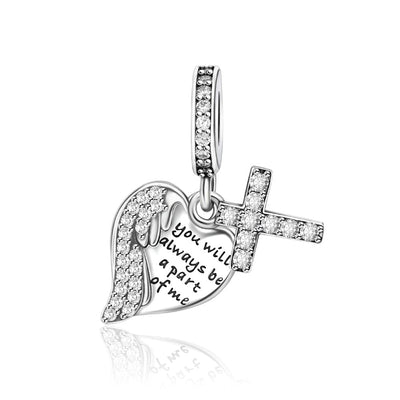 Angel Wing Cross Memorial Charm - bellissi