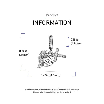 Angel Wing Cross Memorial Charm - bellissi