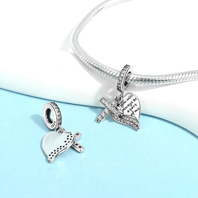 Angel Wing Cross Memorial Charm - bellissi