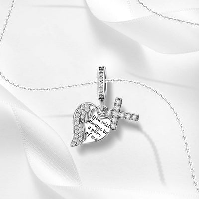 Angel Wing Cross Memorial Charm - bellissi