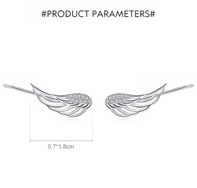 Angel Wings Feather Cuff Crawler Zirconia Earrings - bellissi