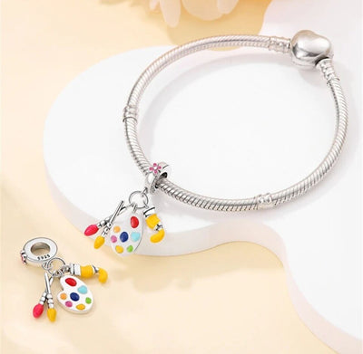 Artist Paint Palette & Brushes Dangle Charm - bellissi