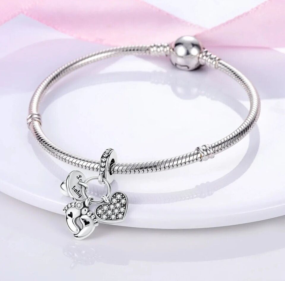 Baby Feet Dummy Heart Dangle Charm - bellissi