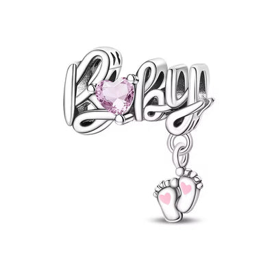Baby Love Charm with Pink Crystal Heart - bellissi