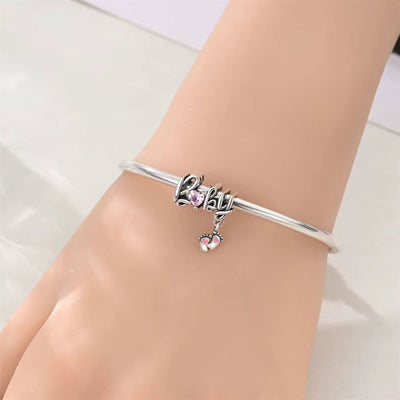 Baby Love Charm with Pink Crystal Heart - bellissi