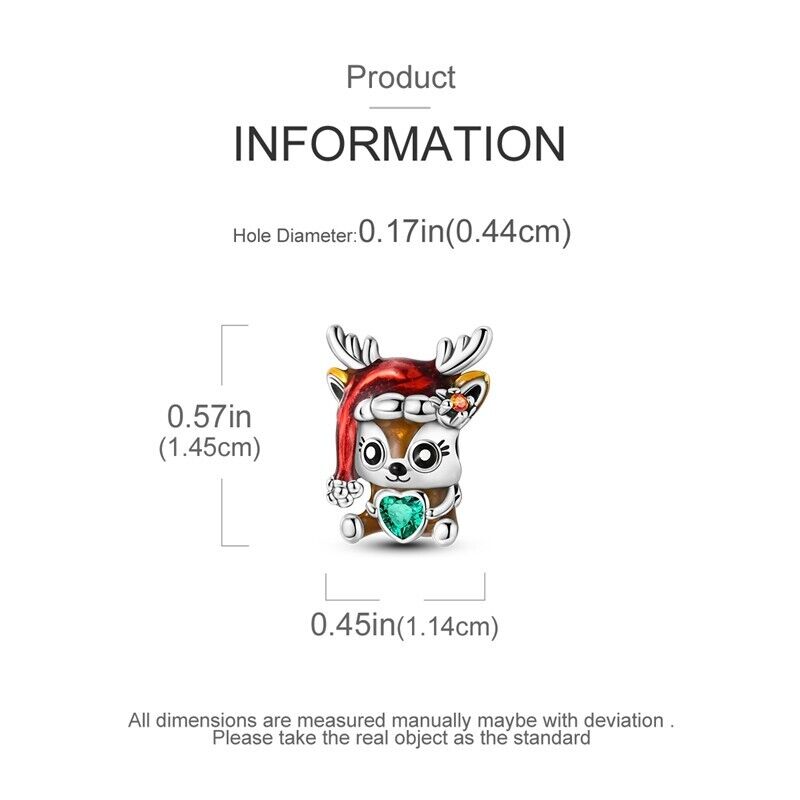 Baby Reindeer With Santa Hat Charm - bellissi