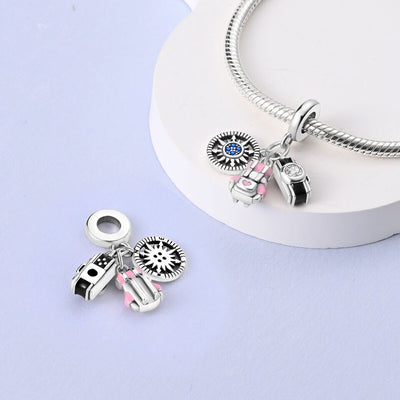 Backpack Camera & Compass Dangle Charm - bellissi