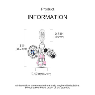 Backpack Camera & Compass Dangle Charm - bellissi