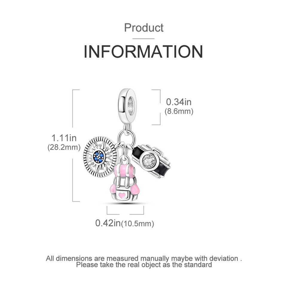 Backpack Camera & Compass Dangle Charm - bellissi