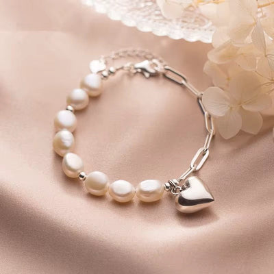 Baroque Pearl Sterling Silver Chain Bracelet - bellissi