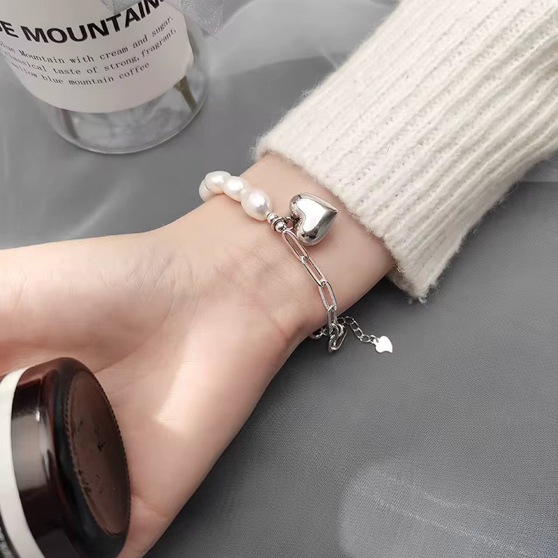 Baroque Pearl Sterling Silver Chain Bracelet - bellissi