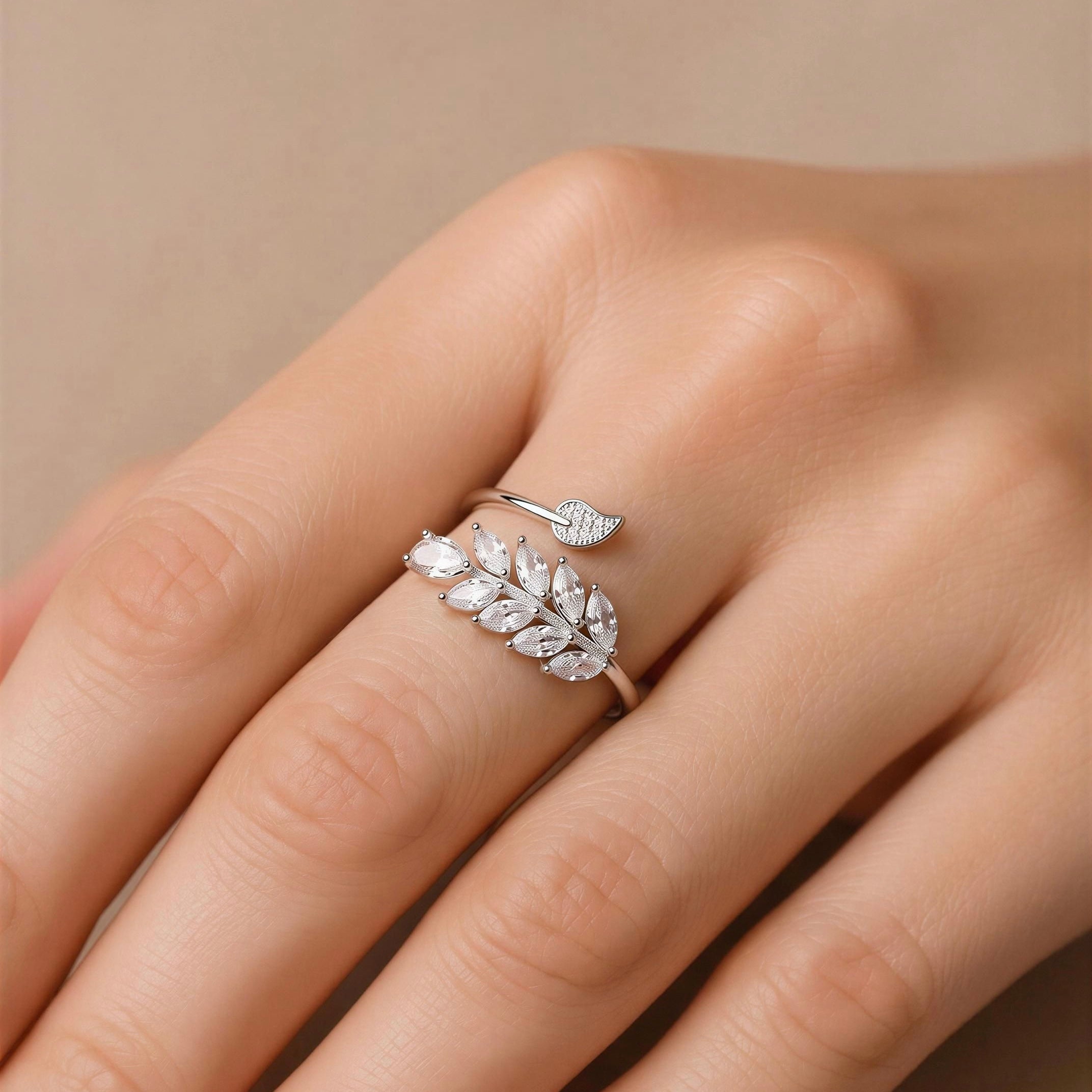 Leaf Heart Adjustable Ring