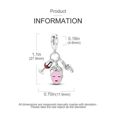 Beauty Face Mask Wine & Treble Clef Dangle Charm - bellissi