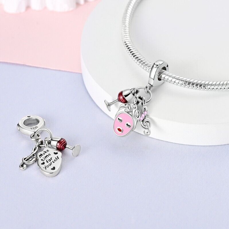 Beauty Face Mask Wine & Treble Clef Dangle Charm - bellissi