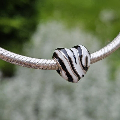 Black & White Zebra Heart Charm - bellissi