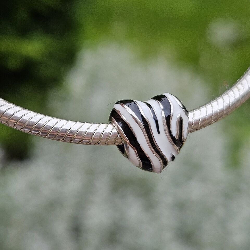 Black & White Zebra Heart Charm - bellissi