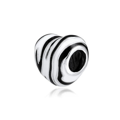 Black & White Zebra Heart Charm - bellissi