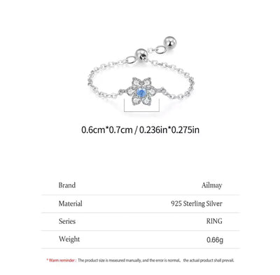 Blue Blossom Adjustable Silver Ring - bellissi