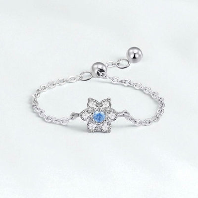 Blue Blossom Adjustable Silver Ring - bellissi