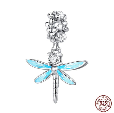 Blue Dragonfly Zircon Gift Dangle Charm - bellissi