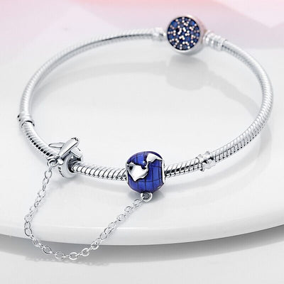 Blue Globe & Plane Safety Chain - bellissi