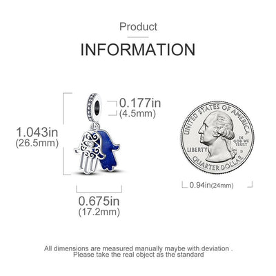 Blue Hamsa Hand Dangle Charm - bellissi