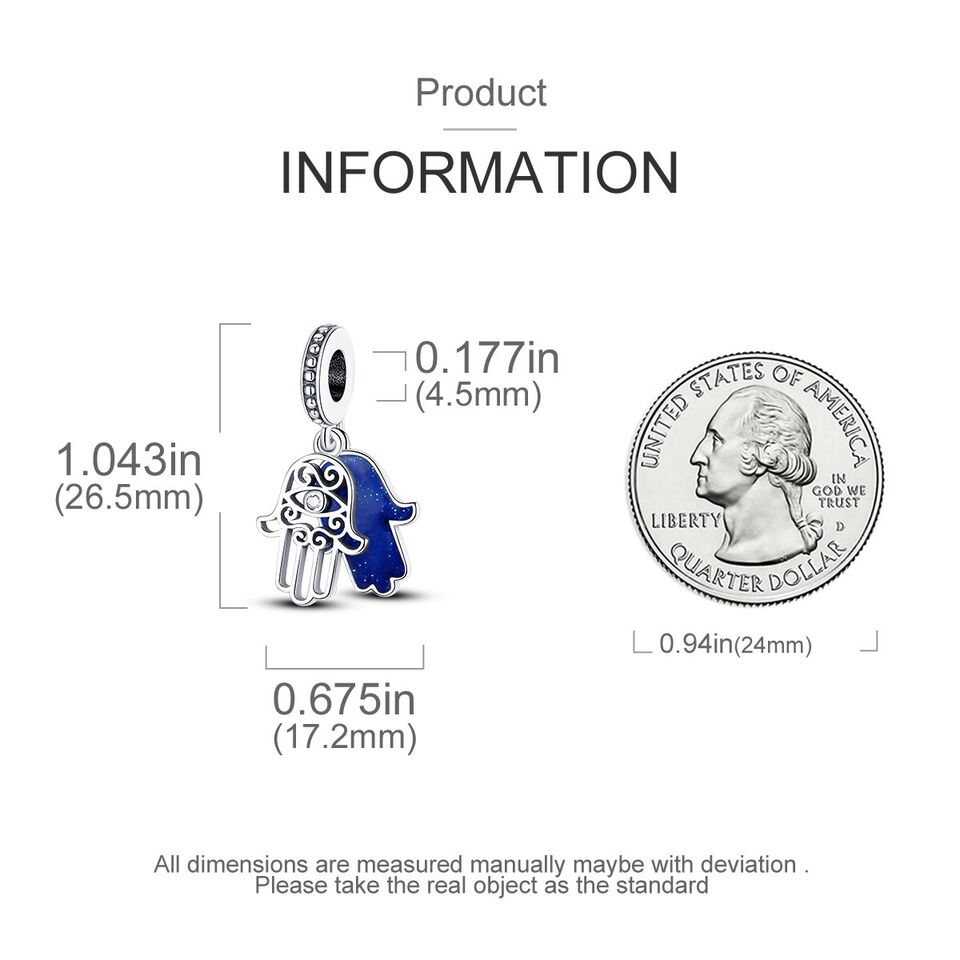 Blue Hamsa Hand Dangle Charm - bellissi