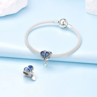 Blue Heart Wings Charm - bellissi