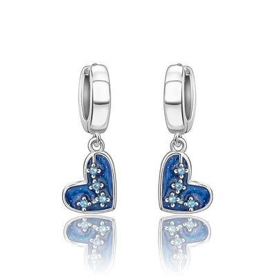 Blue Hearts With Zirconia Dangle Hoop Earrings - bellissi