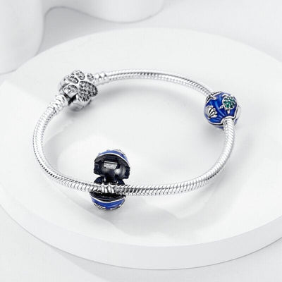 Blue Sea With Zirconia Turtle Shell Clip On Charm - bellissi