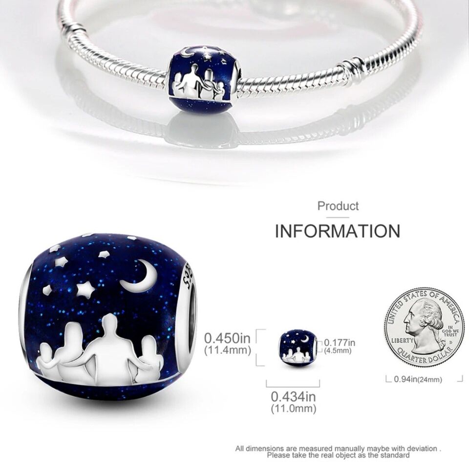 Blue Sky Moon & Stars Family Love Charm - bellissi