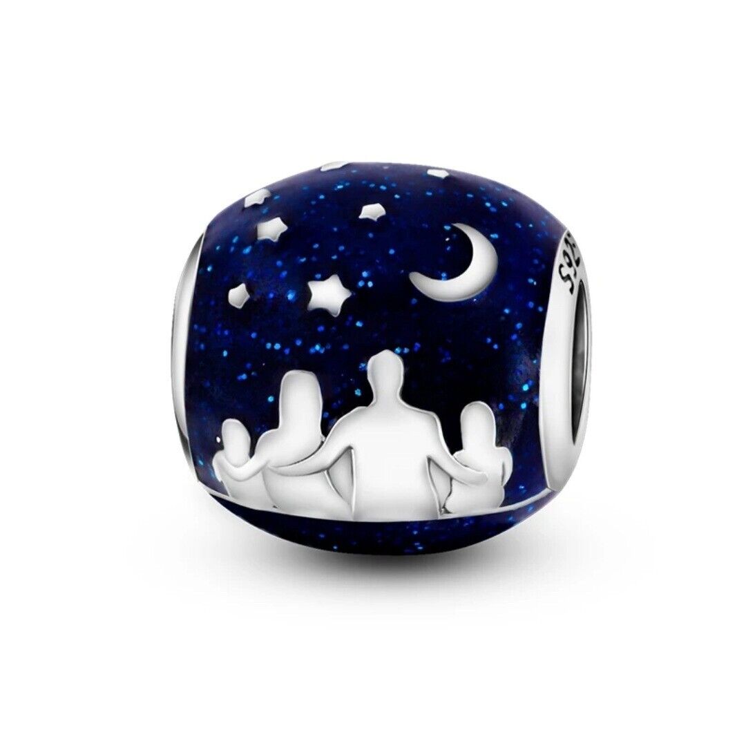 Blue Sky Moon & Stars Family Love Charm - bellissi