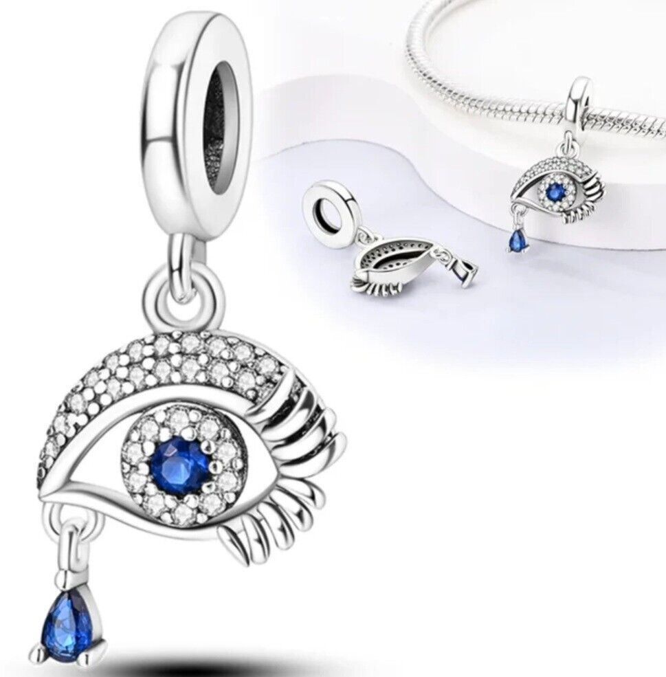 Blue Zircon Evil Eye Dangle Charm - bellissi