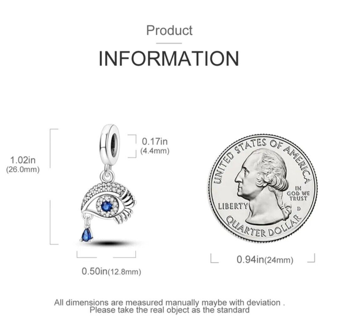 Blue Zircon Evil Eye Dangle Charm - bellissi