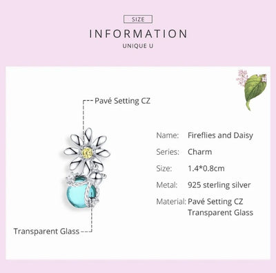 Blue Zirconia Firefly & Daisy Charm - bellissi