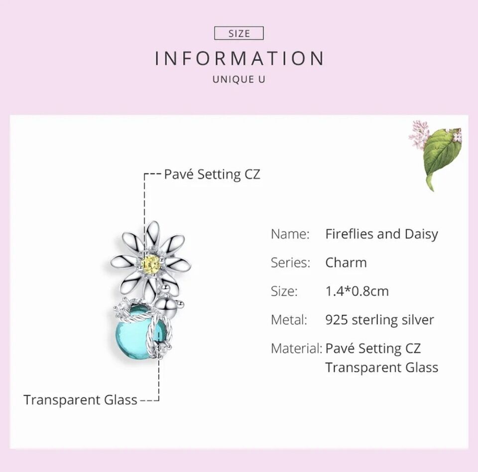 Blue Zirconia Firefly & Daisy Charm - bellissi