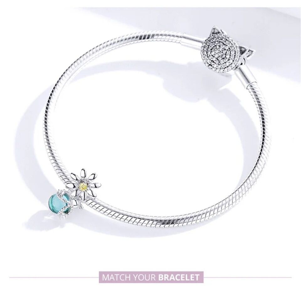 Blue Zirconia Firefly & Daisy Charm - bellissi