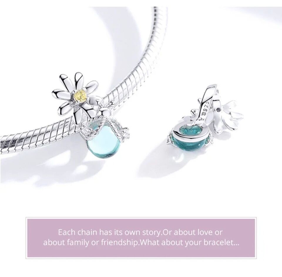 Blue Zirconia Firefly & Daisy Charm - bellissi