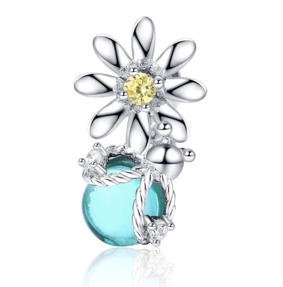 Blue Zirconia Firefly & Daisy Charm - bellissi