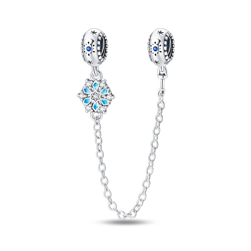 Blue Zirconia Snowflake Safety Chain - bellissi