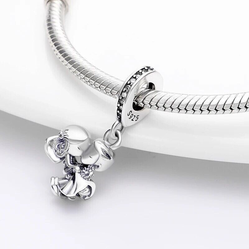 Boy Girl Newly - Weds Heart Dangle Charm - bellissi
