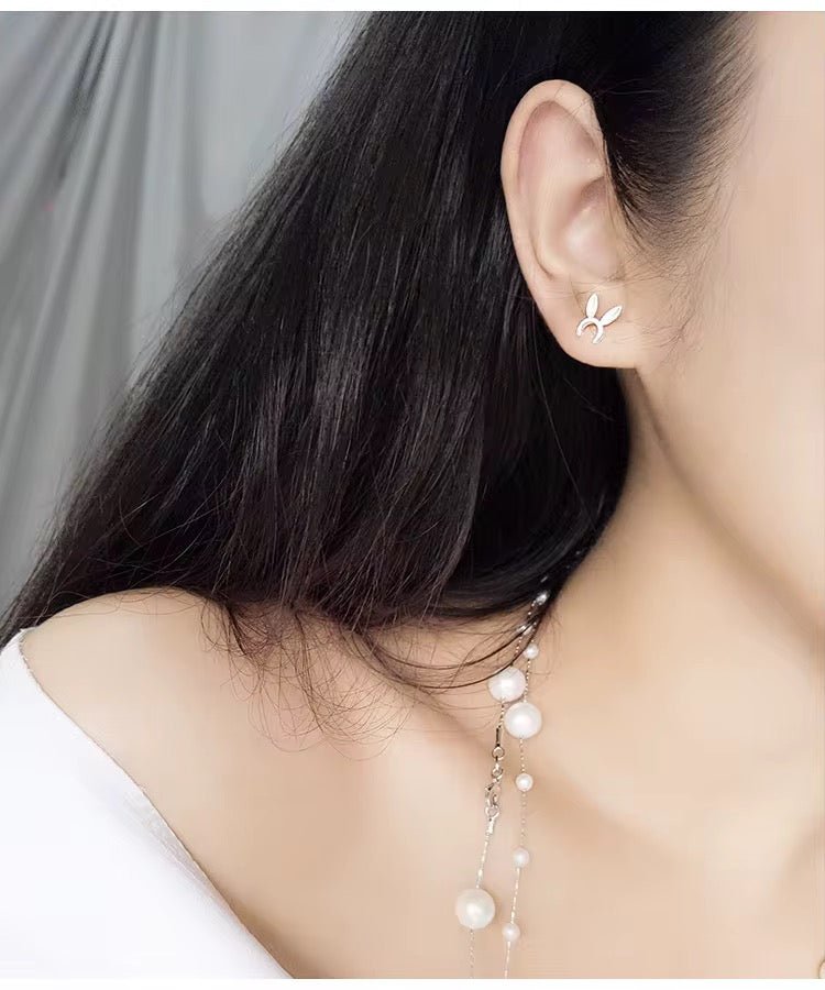 Bunny Moon Silver Stud Earrings - bellissi