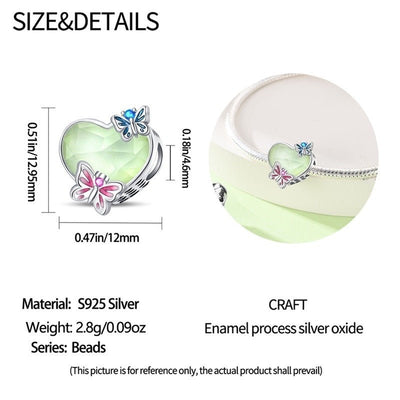 Butterfly on Heart Glow in Dark Charm - bellissi