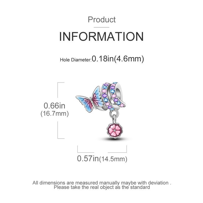 Butterfly on Zircon Spring Dangle Flower Charm - bellissi